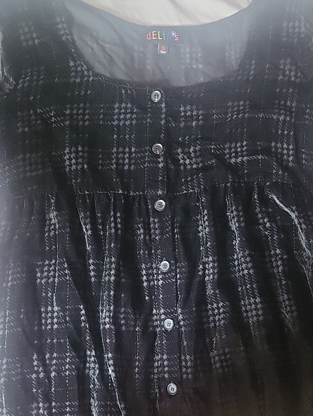 Velvet Sheer Plaid Button-Front Mini Dress